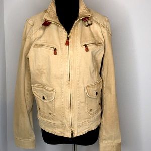Ralph Lauren khaki jean jacket/ zippers & buckle